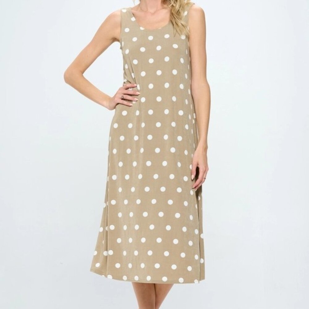 Jostar Tan W/ Dots  Long Dress.